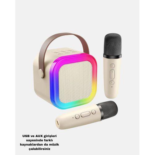 Bluetooth Karaoke Hoparlör Renkli Led Işıklı Ve Type-c Şarjlı
