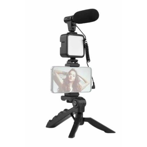 Tripod Telefon Tutucu Kumandalı Mikrofon Led Işık Vlog Video Kayıt