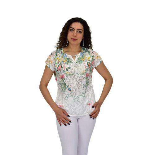 Kadın Kısa Kol Baskılı Bluz BGL-ST04691