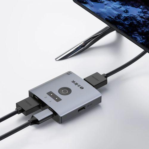 S-LINK SL-LU602C, 2xHDMI, 1Type-C, 4K, 60Hz, Monitör Çoklayıcı (1PC-2Monitör veya 2PC- 1Monitör) Çift Yönlü Switch