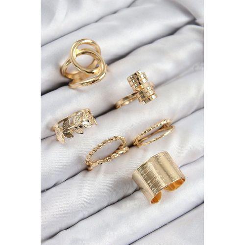 Pirinç Yaprak Model Gold Renk Kadın Yüzük Kombin Set