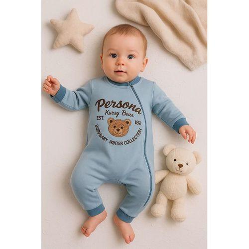 Persona Bear Nakışlı % 100 Pamuk Erkek Bebek Tulum