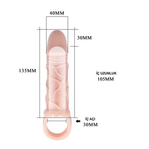 3 cm Dolgu Uzatmalı Titreşimli Penis Kılıfı Prezervatif Vibratör