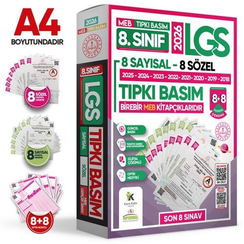 2025 8 Sınıf LGS Tıpkı Basım Çıkmış Soru 8+8 Deneme Paketi (Say+Söz) Türkiye Geneli Dijital Çözümlü