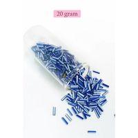 Uzun Boru Kesme Boncuk Çap 2mm Uzunluk 10 mm - 20 Gram - Mavi Beyaz - BNC236