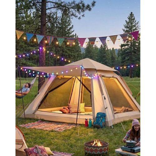 Güneşlikli Kamp Çadırı 240x240x160 Cm 6 Kişilik Kolay Kurulum Outdoor