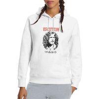 LED ZEPPELIN ROBERT PLANT FOR WHITE Baskılı Beyaz Kadın Kapşonlu Sweatshirt