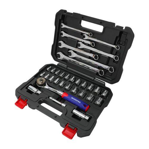 WORKPRO WP202528 3/8’’ Metrik/İnç 32 Parça Cr-V Profesyonel Lokma ve Kombine Anahtar Takımı