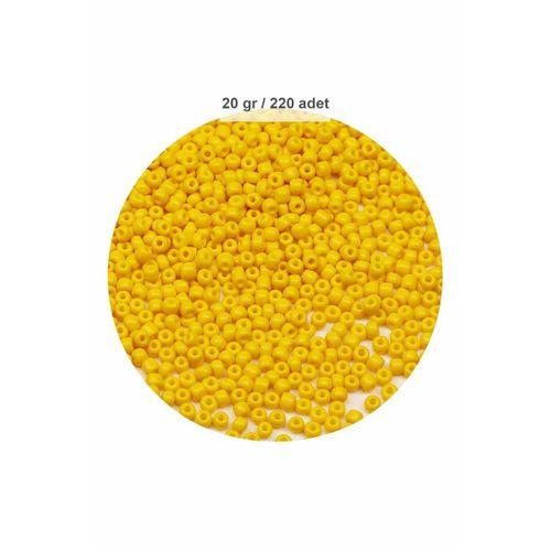 Sarı Renk 4 mm Yaklaşık 220 adet/20 gram Cam Boncuk Oya Yazma Bileklik ve Kolye