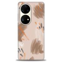 Huawei P50 Pro Kılıf HD Baskılı Kılıf - Kahve Çizgiler + Tam Ekran Koruyucu