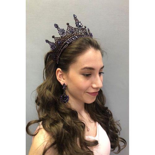 Kajam Model Mor Gelin Kına Tacı ve Küpesi