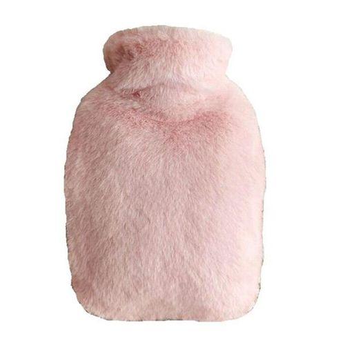 Sıcak Su Torbası Yan Cepli Pembe  Peluş Termofor 27X17X2Cm  1 Litre