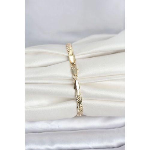 CM 14K Gold Renk Ezme Sarmal Zincir Model Kadın Bileklik