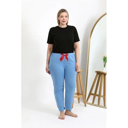Kadın Pamuklu Büyük Beden Alt Pijama Mavi