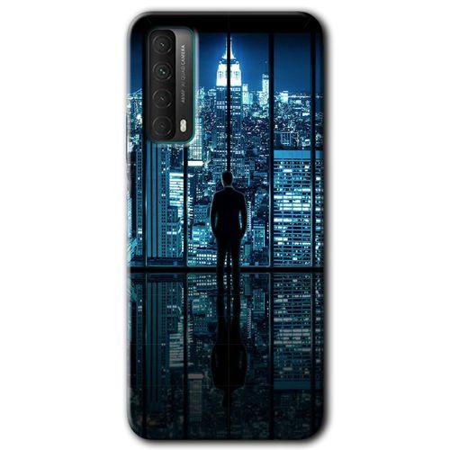 Huawei P Smart 2021 Kılıf HD Desen Baskılı Arka Kapak + Temperli Cam - Şehir Manzarası