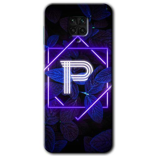 Xiaomi Redmi Note 9 Pro HD Baskılı Kılıf + 9D Tam Ekran Koruyucu - Dark Neon Yaprak P Harfi