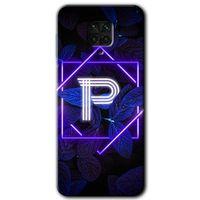 Xiaomi Redmi Note 9 Pro HD Baskılı Kılıf + 9D Tam Ekran Koruyucu - Dark Neon Yaprak P Harfi