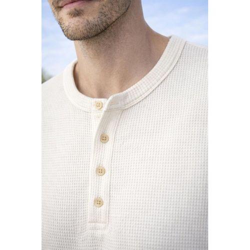 Roth Relaxed Fit Günlük Henley Yaka Waffle Kumaş Yazlık Kısa Kollu T-Shirt - Ekru