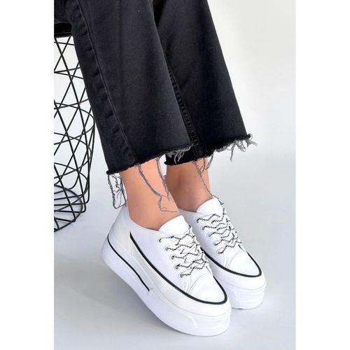 Dalen Beyaz Keten Bağcıklı Spor Ayakkabı