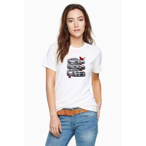 Nissan Skyline R34 GTR Toyota Supra Baskılı Beyaz Kadın Tshirt