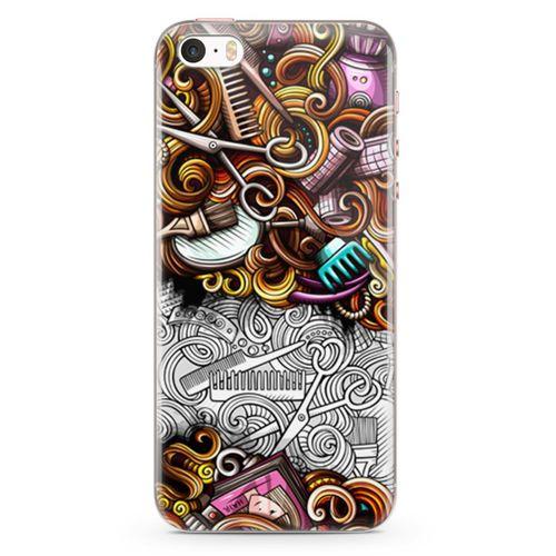Apple iPhone SE Kılıf Kuaför Malzemeleri Doodle Arka Kapak Koruma Desenli Full Koruyucu