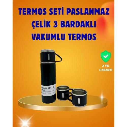 500 Ml Isı Korumalı Çelik Termos Ve Bardak Seti | Silikon Tabanlı, Şık Ve Pratik