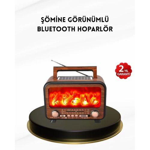 Alev Işığı Efektli Solar Bluetooth Hoparlör Radyo Destekli Taşınabilir Model