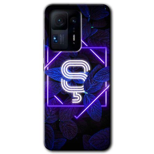 Mi Mix 4 Kılıf HD Desen Baskılı Arka Kapak - Dark Neon Yaprak Ş Harfi + Kırılmaz Cam