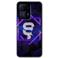 Mi Mix 4 Kılıf HD Desen Baskılı Arka Kapak - Dark Neon Yaprak Ş Harfi + Kırılmaz Cam