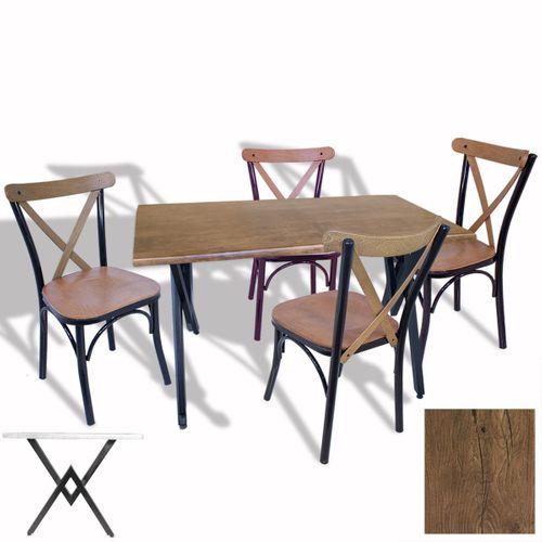 Dockers Anemon - Tonet Masa Takımı (Werzalit, Allzalit, Vermodin Tabla 80x140) – (Rustic Dark - Papel Oturak)