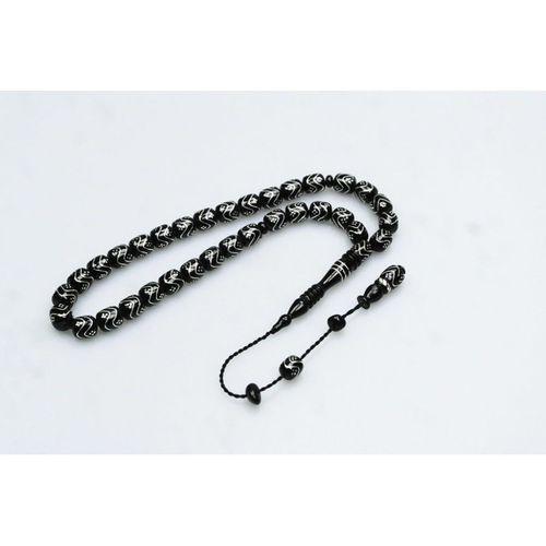 Oltu Taşı Çift Zikzak Tel İşleme Tesbih