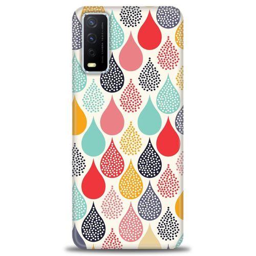 Vivo Y20 Kılıf HD Baskılı Kılıf - Renk Damlaları + Tam Ekran Koruyucu