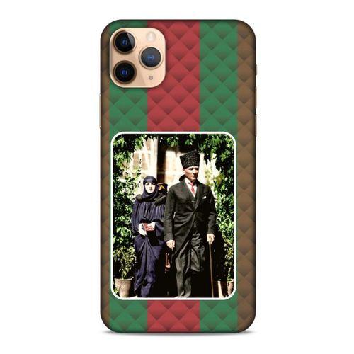 Apple Iphone 11 Pro Kılıf Atatürk (22) Tam Koruma Kılıfı Yeşil Kırmızı