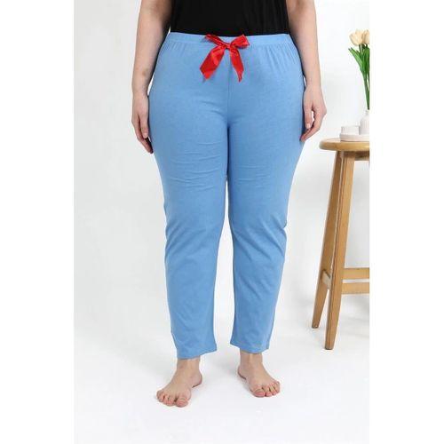 Kadın Pamuklu Büyük Beden Alt Pijama Mavi