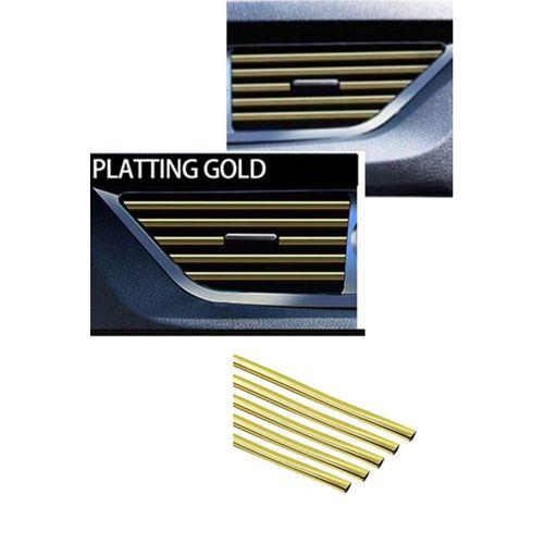 Araç Içi Klima Izgara Hava Çıkış Dekoratif Şeritler Klima Şerit Krom Altın ( Gold 10 Adet )