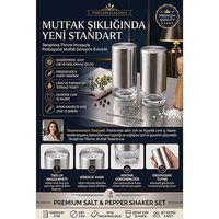 Lüks Paslanmaz Çelik İçi Cam 2'li Tuzluk Biberlik Seti - Modern 18/10 Endüstriyel Baharatlık Takımı 723493