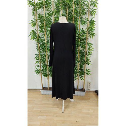 Kadın Uzun Kollu V Yakalı Blok Desenli Viskon Elbise