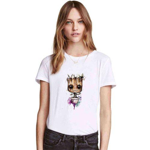 I Am Groot Water Color Baskılı Beyaz Kadın Tshirt
