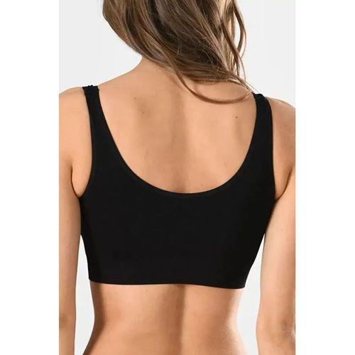 Kadın Siyah Kalın Askılı Çıkarılabilir Pedli Örme Seamless Dikişsiz Basic Büstiyer