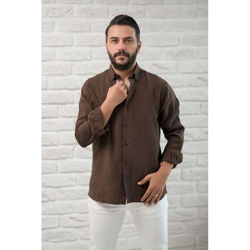 Regular Fit Yaka Düğmeli Yazlık Modal Kumaş Erkek Gömlek