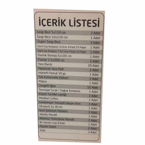 Duvar Tipi İlk Yardım Çantası - İş Yeri Ofis ve Okul Uyumlu Full Set