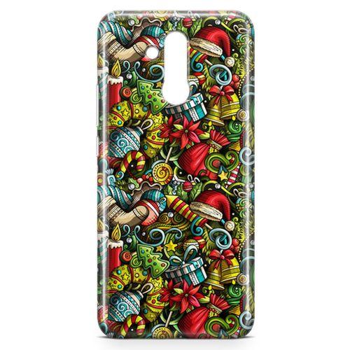 Huawei Mate 20 Lite Kılıf Yılbaşı Süsleri Doodle Arka Kapak Koruma Desenli Full Koruyucu