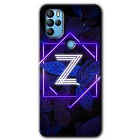 Omix X500 HD Baskılı Kılıf + 9D Tam Ekran Koruyucu - Dark Neon Yaprak Z Harfi