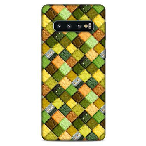 Samsung Galaxy S10 Kılıf Patchwork (49) Ultra Silikon Kılıf Sarı Yeşil