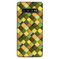 Samsung Galaxy S10 Kılıf Patchwork (49) Ultra Silikon Kılıf Sarı Yeşil