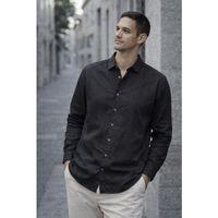 Proust Çizgili İnce Modal Kumaş Uzun Kollu Yazlık Erkek Gömlek - Siyah