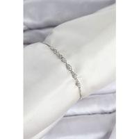 Gümüş Renk Zincir Model Zirkon Taşlı Pirinç Asansörlü Kadın Bileklik