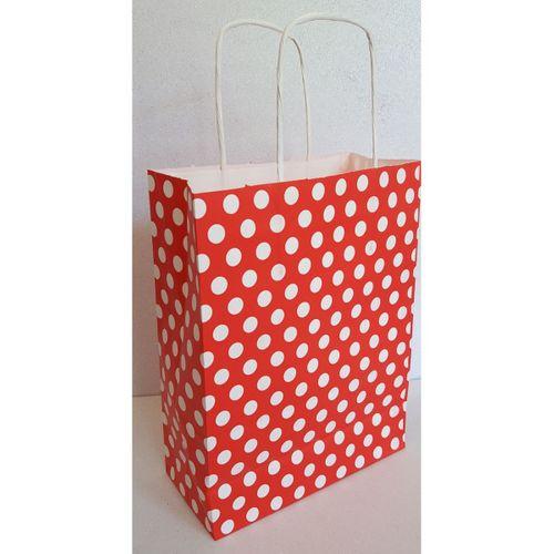 KRAFT KAĞIT ÇANTA KIRMIZI PUANLI 25'Lİ 15CM X 20CM