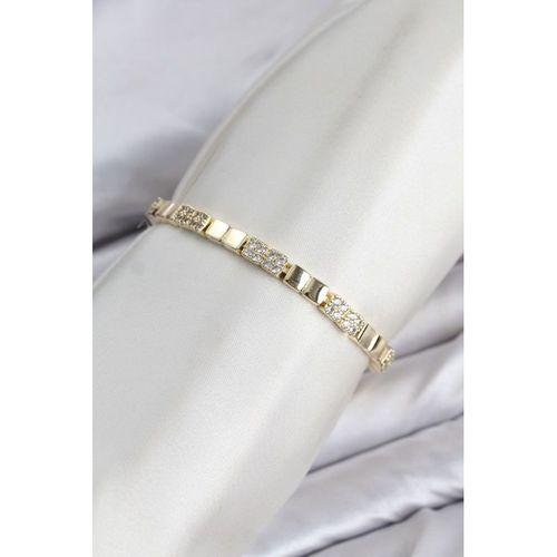 CM Kare Model Zirkon Taşlı VIP Seri Gold Renk Pirinç Kadın Bileklik
