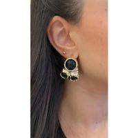 Taşlı Küpe - Siyah